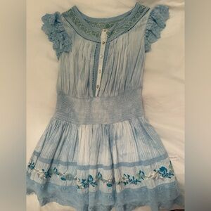 Blue Lace Trimmed Dress